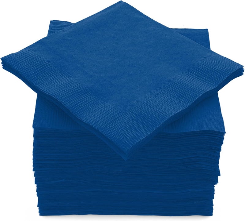 Amcrate 100 Pack Royal Blue Beverage Napkins, Big Party Pack, 2 Ply, Ideal for Wedding, Party, Birthday, Dinner, Lunch, Cocktails. (5” x 5”) by - Image 1